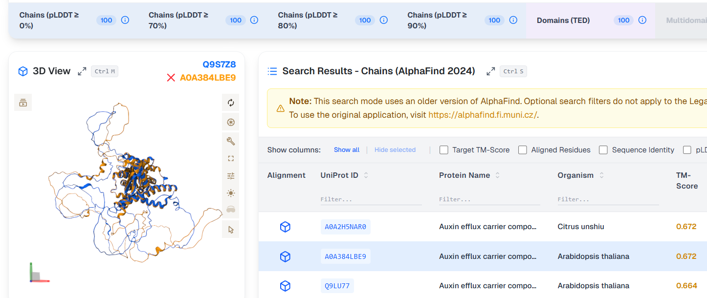 AlphaFind v1 legacy tab interface