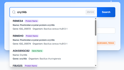 Autocomplete showing gene symbol suggestions