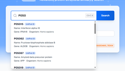 Autocomplete showing UniProt ID suggestions