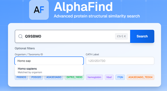 Search filters for CATH annotation and organism