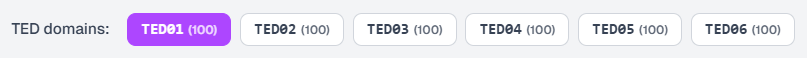 TED domain selector showing available domains